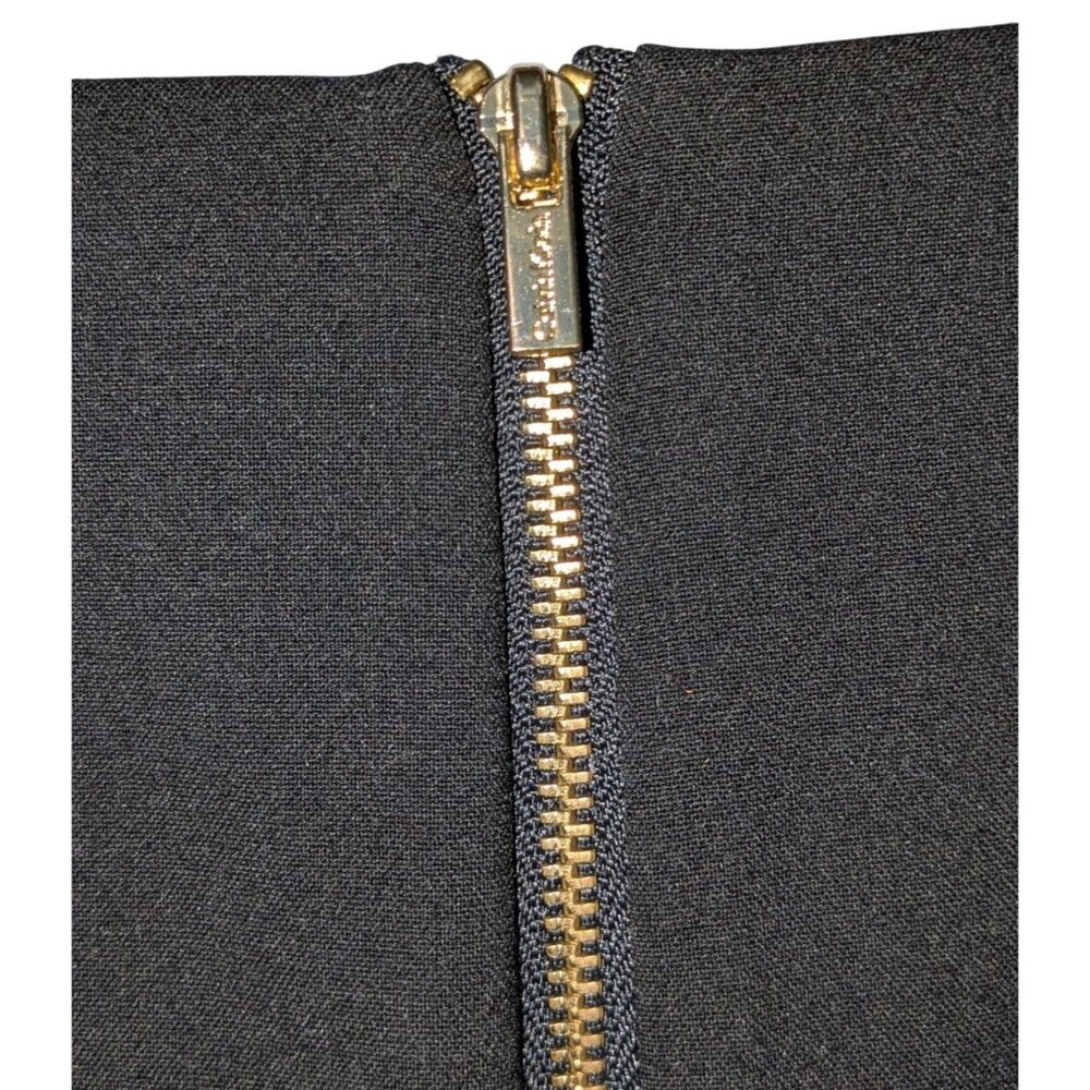 Calvin Klein Womens 16W Sleeveless Black Sheath Dress Gold Zipper Belt Accent - Picture 4 of 12